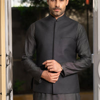 Blended Dark Grey Waist Coat - Almirah
