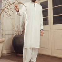 Blended White Shalwar Kameez- Almirah