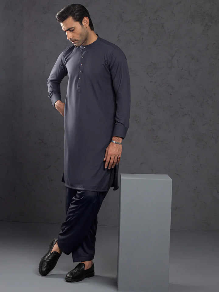 Blended Grey Shalwar Kameez- Almirah