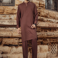 Blended Maroon Kurta Trouser- Almirah