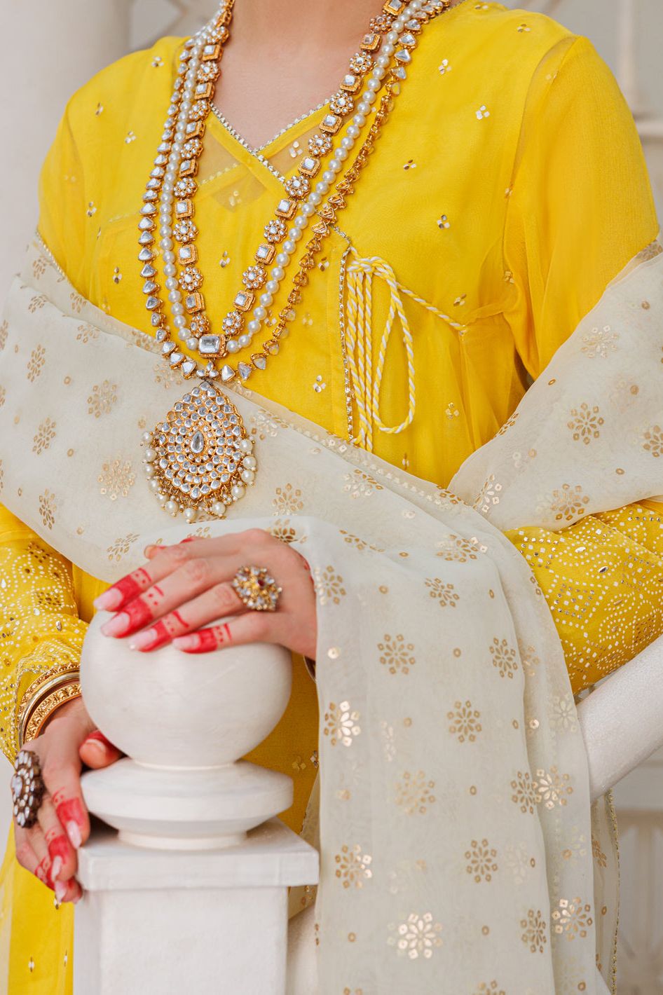 Organza Yellow Stitched Suit - Almirah