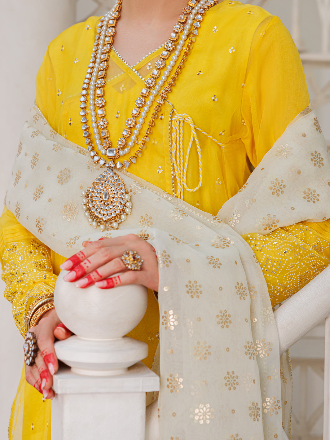 Organza Yellow Stitched Suit - Almirah