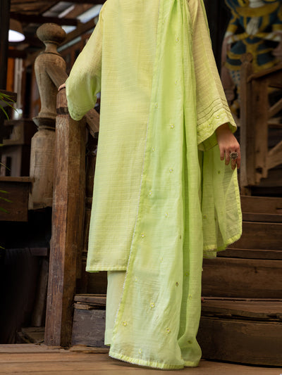 Lino Kara Light green Stitched Suit - Almirah