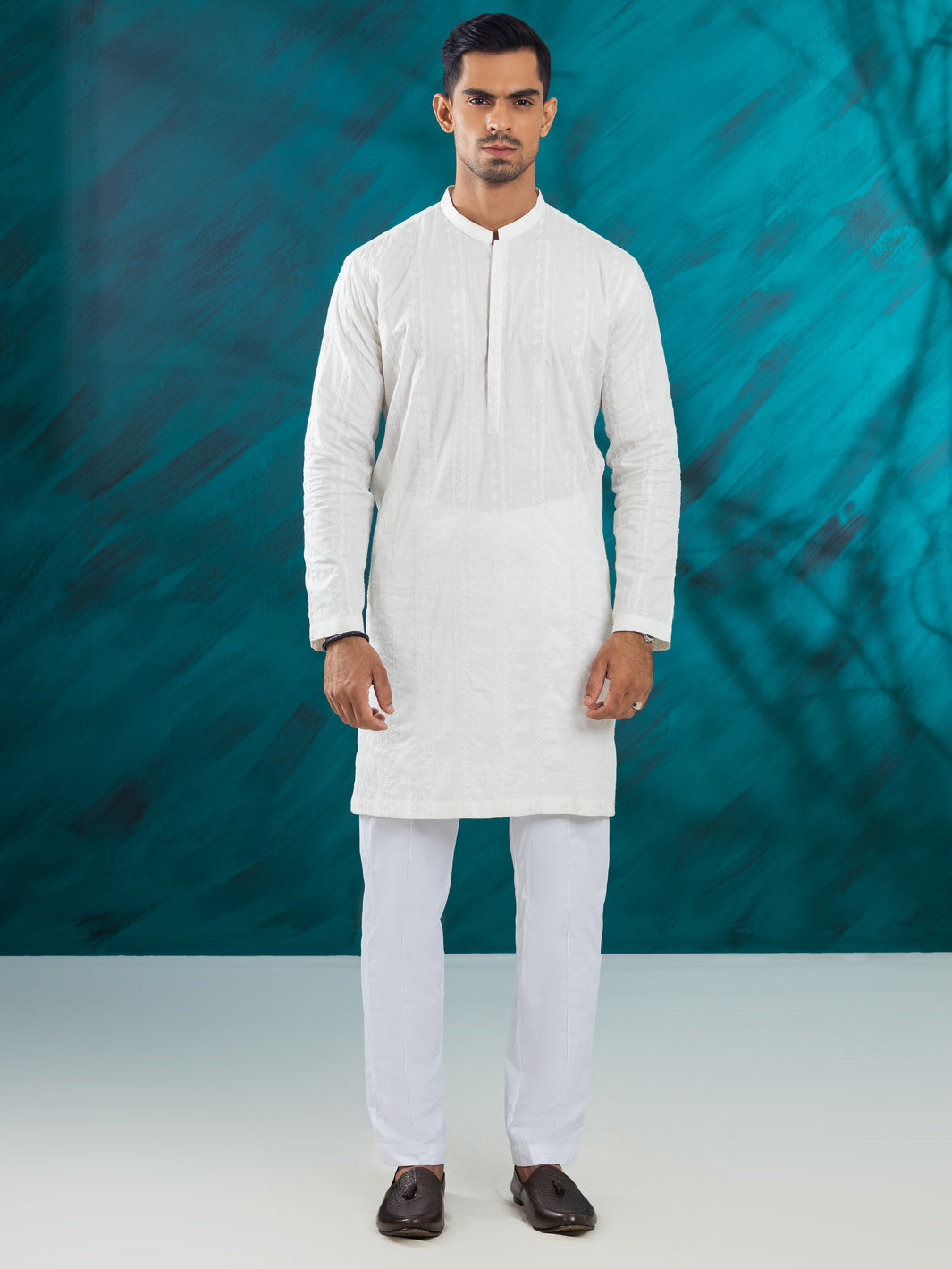 Blended White Kurta - Almirah