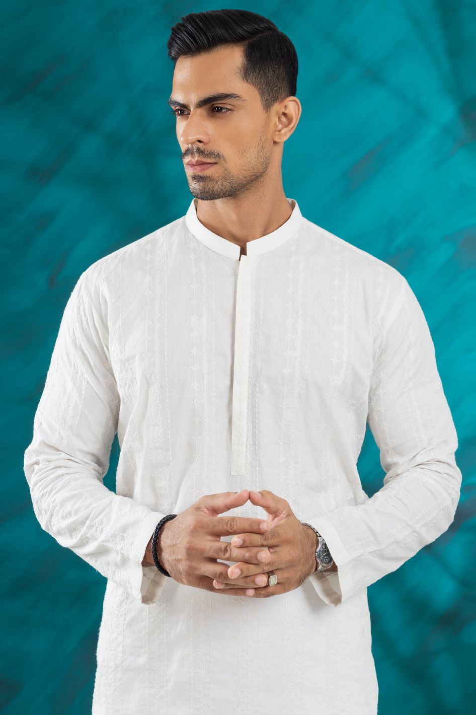 Blended White Kurta - Almirah