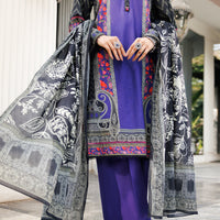 Lawn Purple Unstitched Suit - Almirah