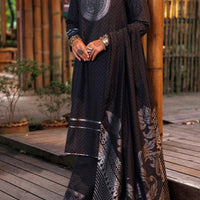 Yarn Dyed Jacquard Charcoal Grey Unstitched Suit - Almirah