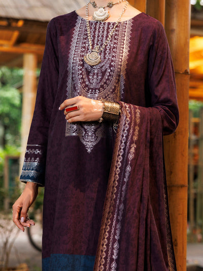 Yarn Dyed Jacquard Purple Stitched Suit - Almirah