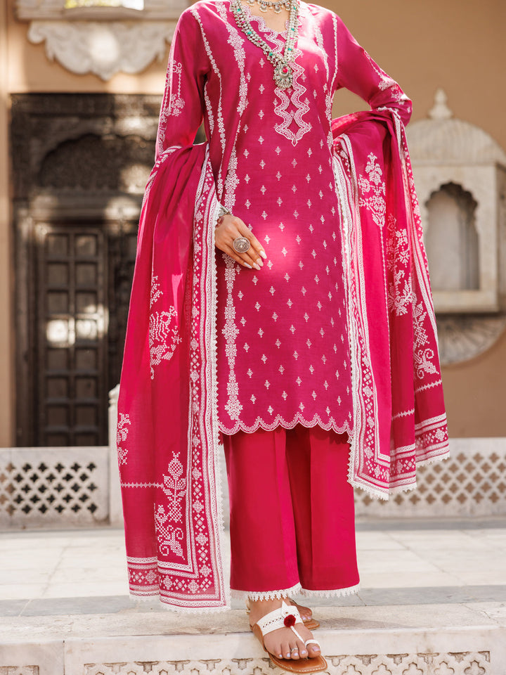 Lawn Fuchsia Stitched Suit - Almirah