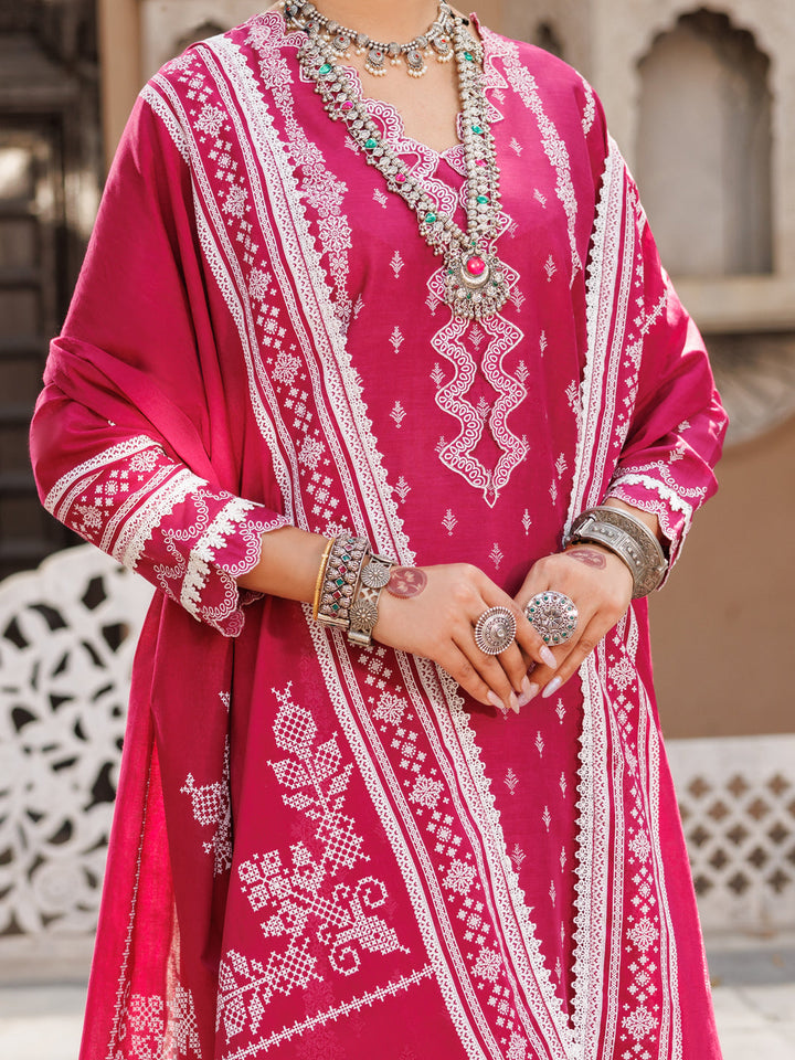 Lawn Fuchsia Stitched Suit - Almirah