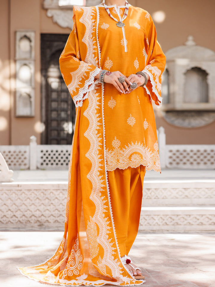 Lawn Mustard Stitched Suit - Almirah