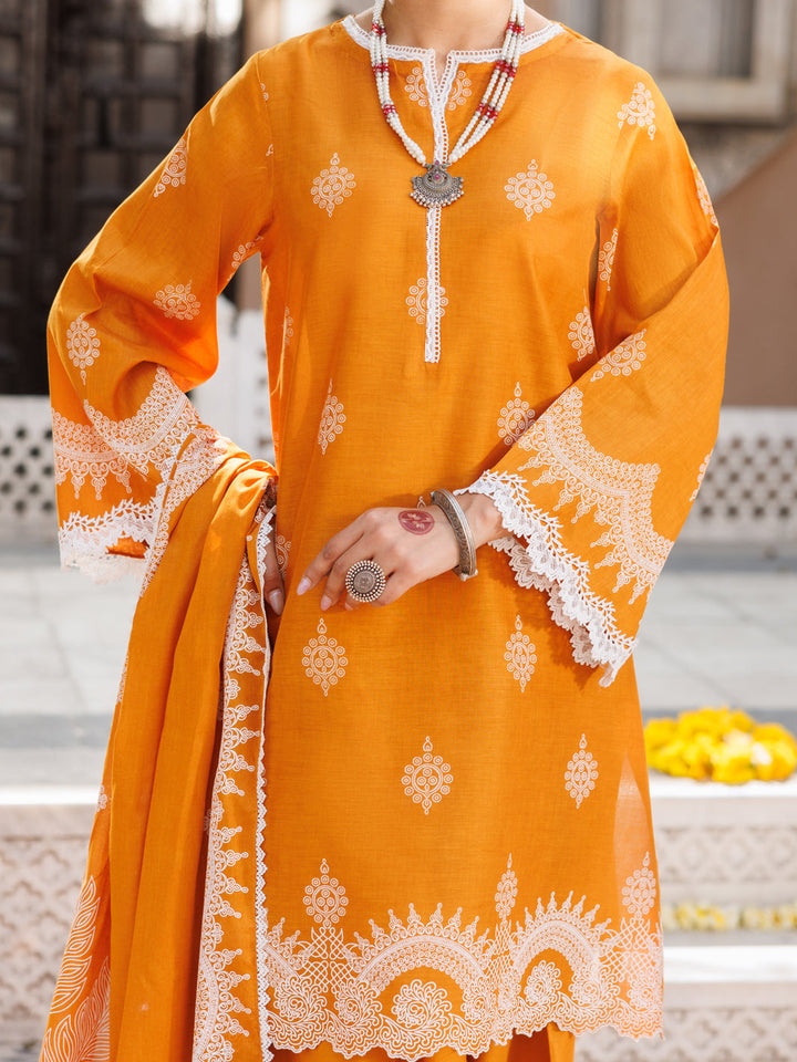 Lawn Mustard Stitched Suit - Almirah