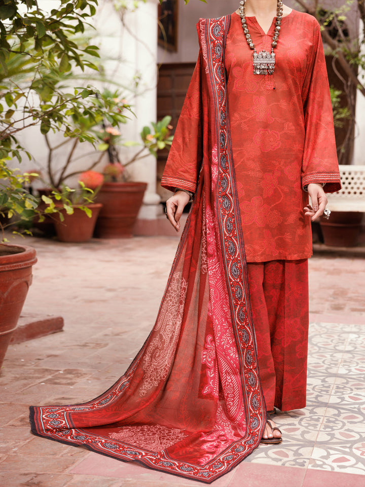Cambric Maroon Stitched Suit - Almirah