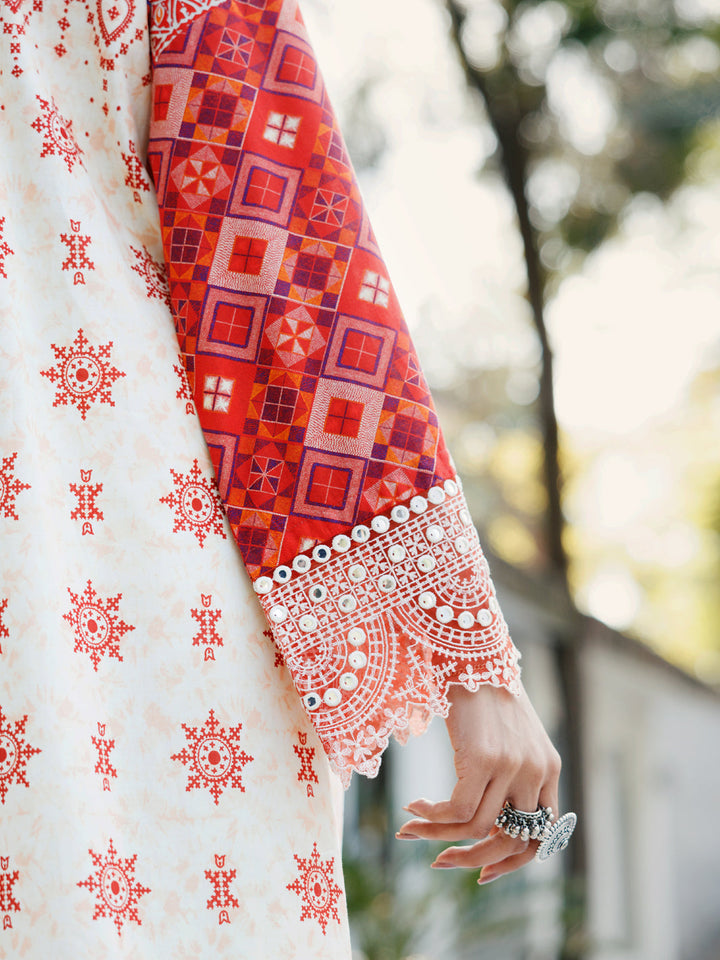 Lawn Cream Stitched Suit - Almirah