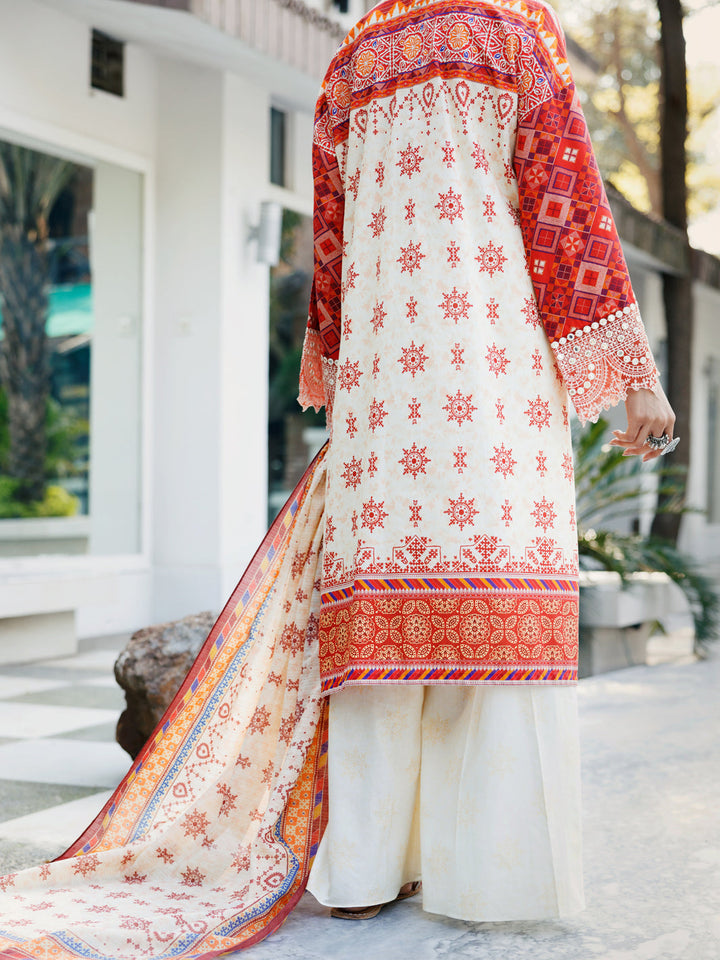 Lawn Cream Stitched Suit - Almirah