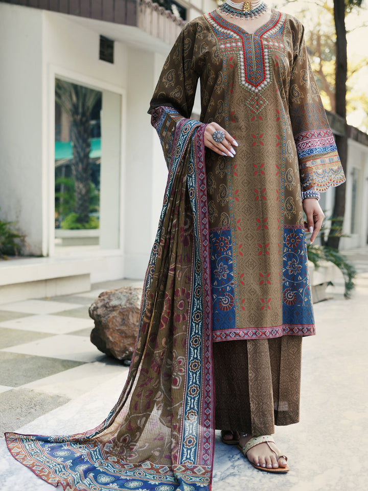 Lawn Mehndi Green Stitched Suit - Almirah
