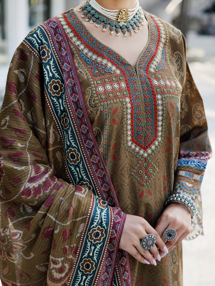 Lawn Mehndi Green Stitched Suit - Almirah