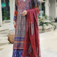 Lawn Maroon Stitched Suit - Almirah