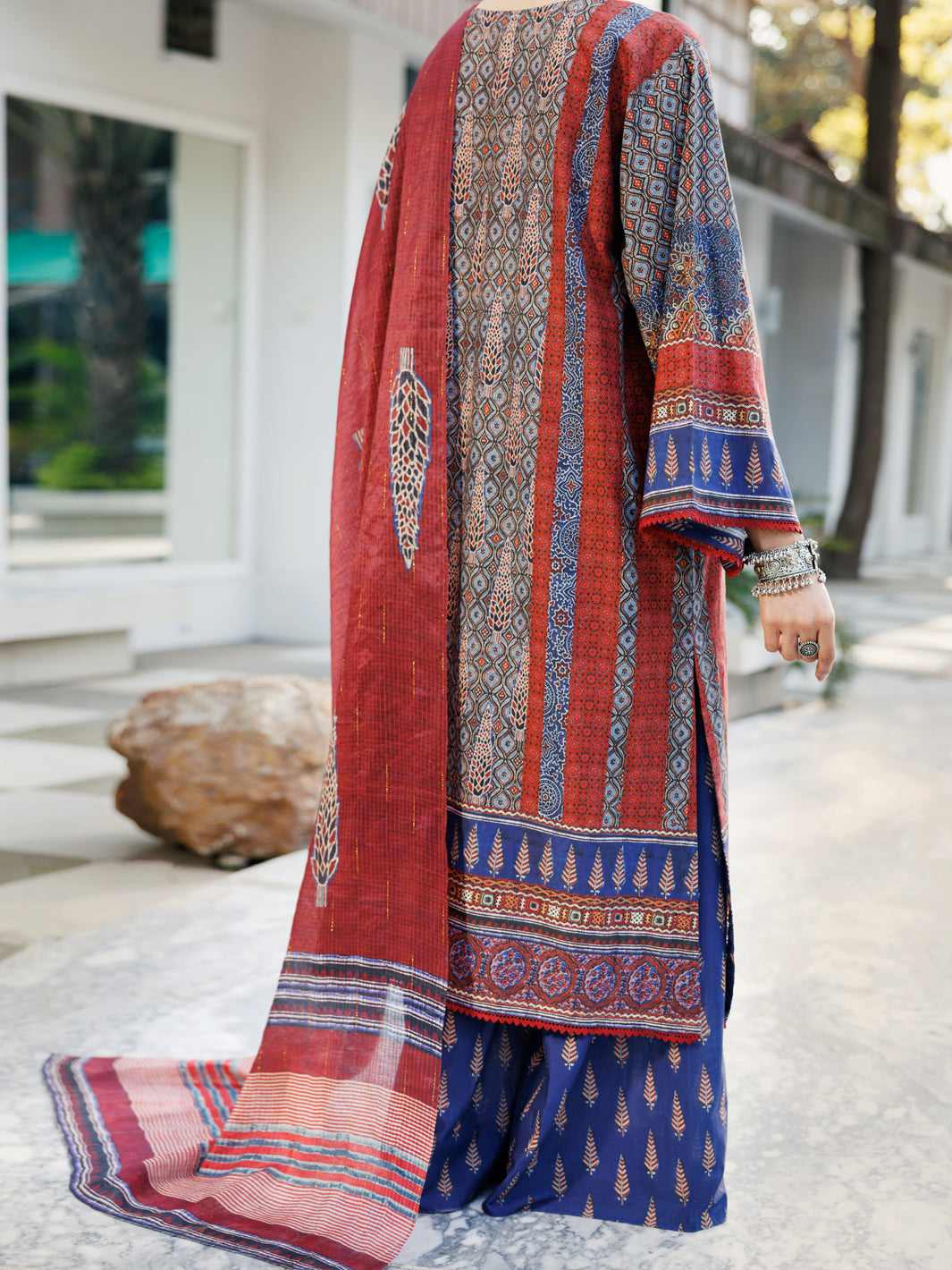 Lawn Maroon Stitched Suit - Almirah