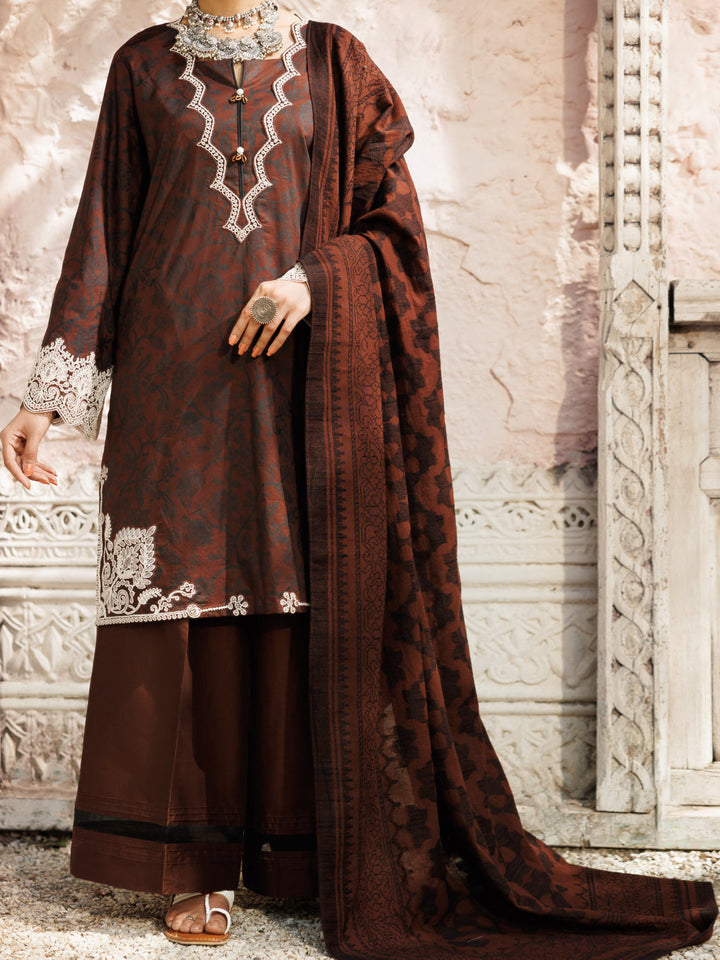 Lawn Brown Stitched Suit - Almirah