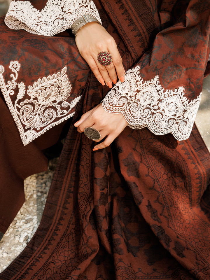 Lawn Brown Stitched Suit - Almirah