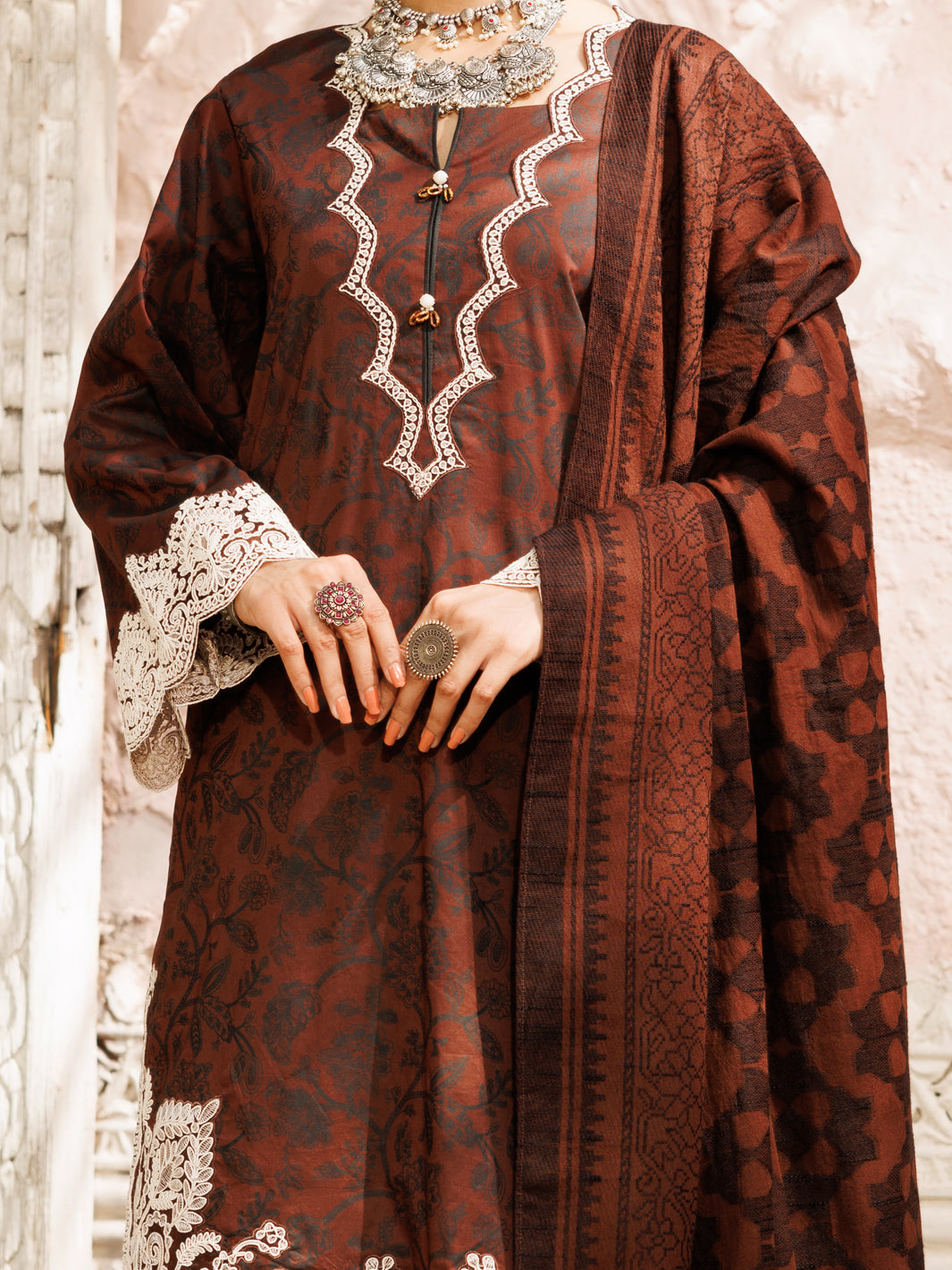 Lawn Brown Stitched Suit - Almirah