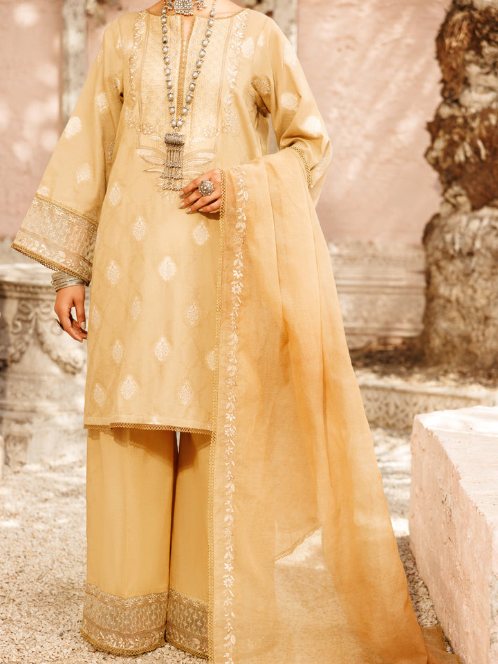 Yarn Dyed Beige Stitched Suit - Almirah