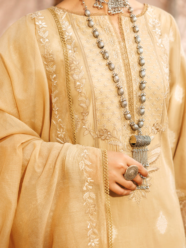 Yarn Dyed Beige Stitched Suit - Almirah
