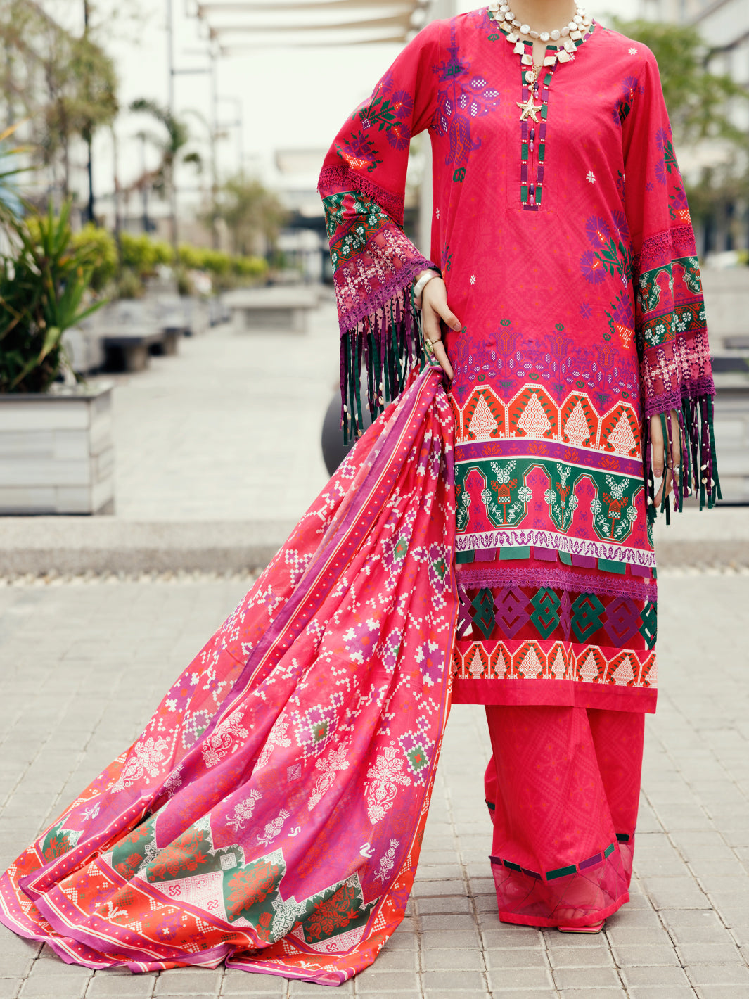 Cambric Pink Unstitched Suit - Almirah