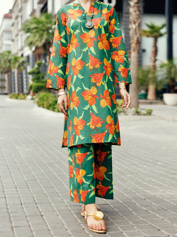 Lawn Green Stitched Suit - Almirah