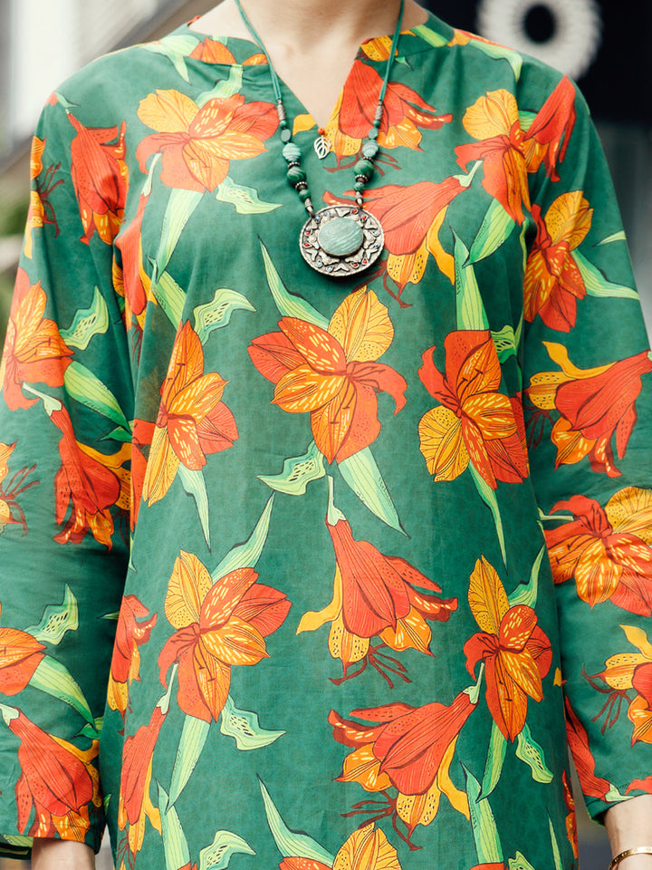 Lawn Green Stitched Suit - Almirah