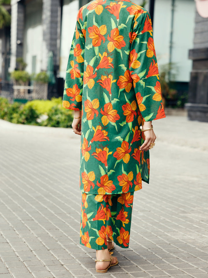 Lawn Green Stitched Suit - Almirah
