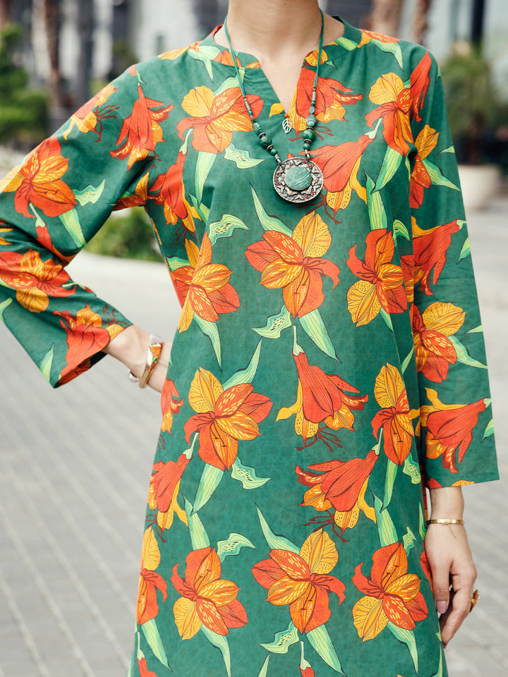 Lawn Green Stitched Suit - Almirah