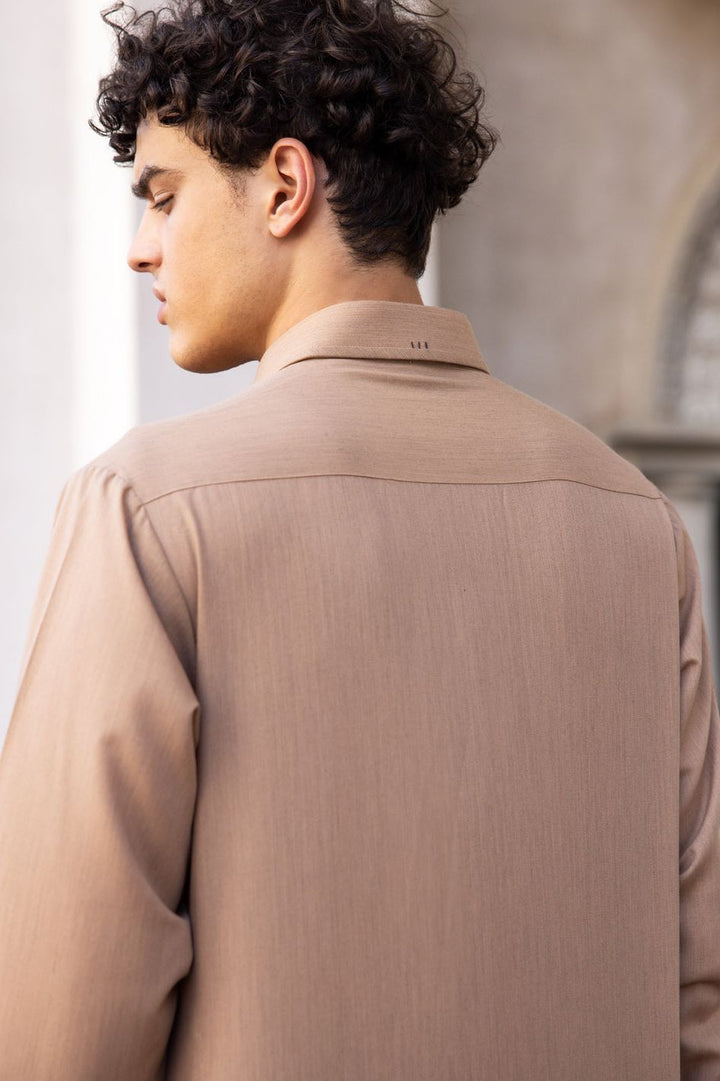 Blended Brown Kurta Shalwar - Wasim Akram by Almirah