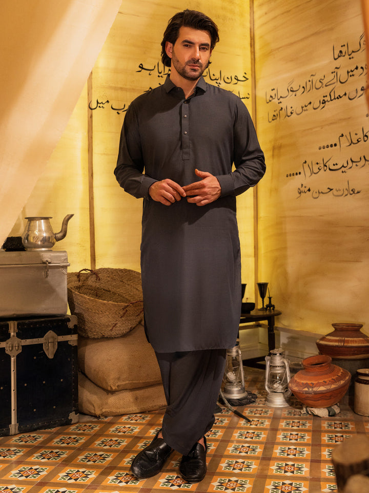 Blended Grey Shalwar Kameez - Wasim Akram by Almirah