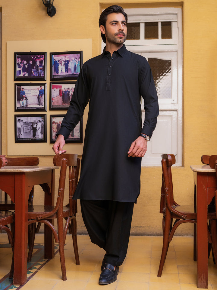 Blended Black Shalwar Kameez - Wasim Akram by Almirah