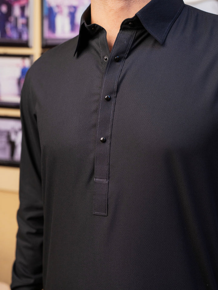 Blended Black Shalwar Kameez - Wasim Akram by Almirah