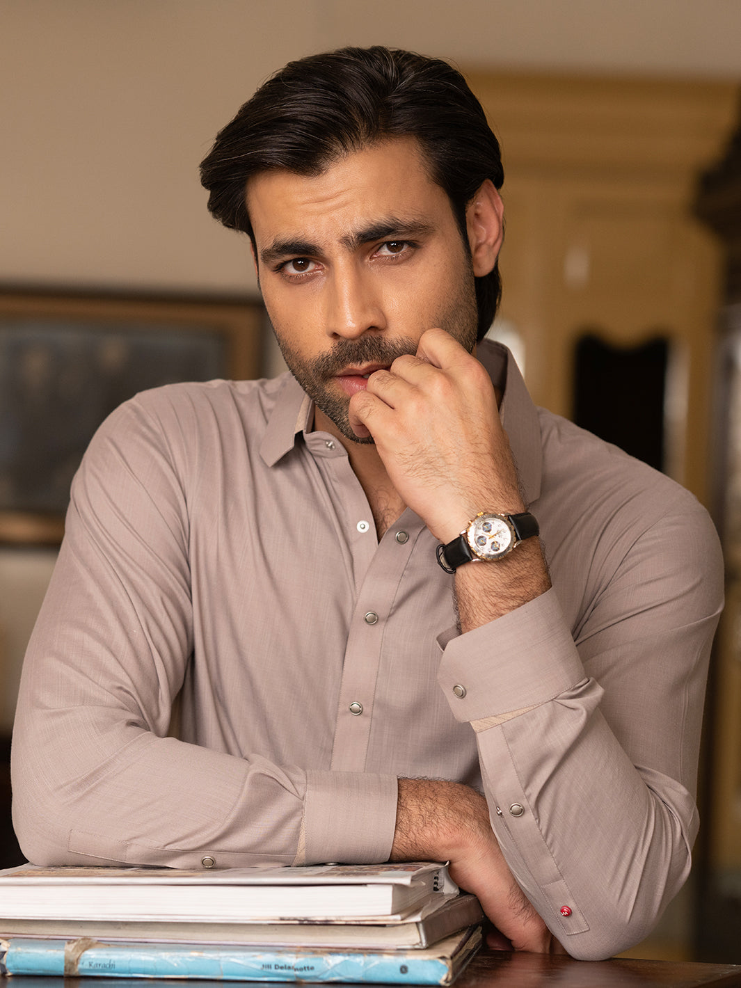 Blended Light Brown Shalwar Kameez - Wasim Akram by Almirah