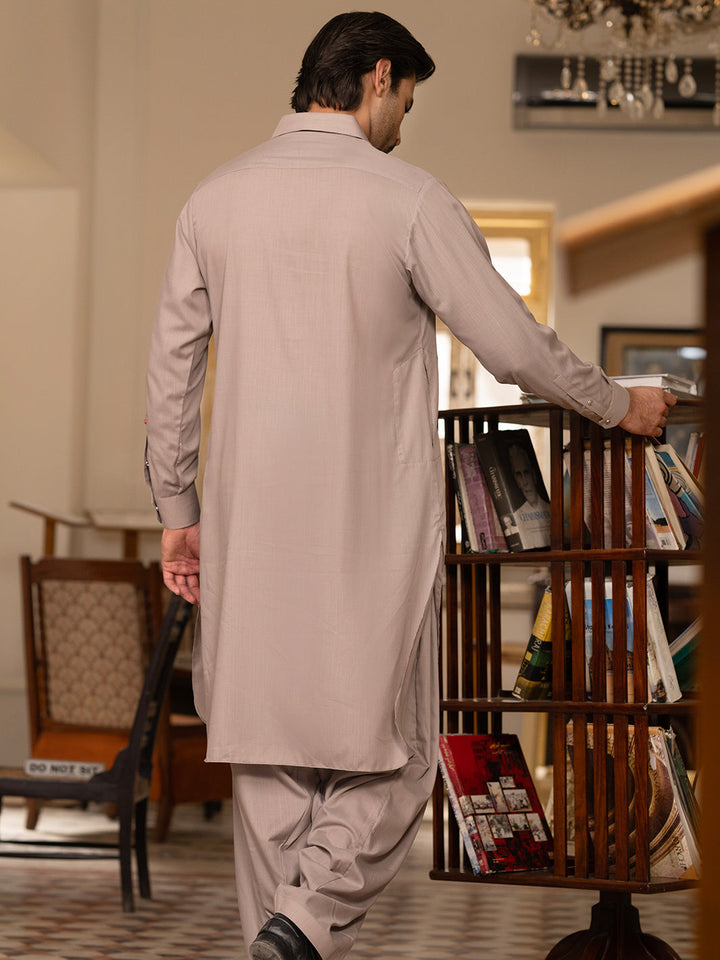Blended Light Brown Shalwar Kameez - Wasim Akram by Almirah