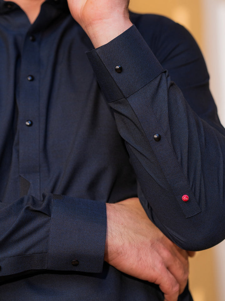 Blended Dark Blue Shalwar Kameez - Wasim Akram by Almirah