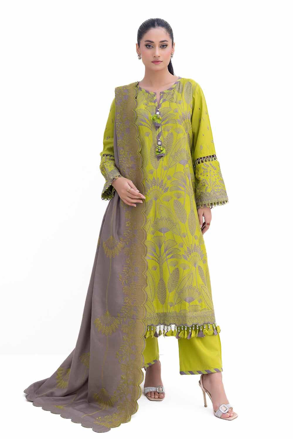 Acrylic Green Unstitched Suit - Gul Ahmed