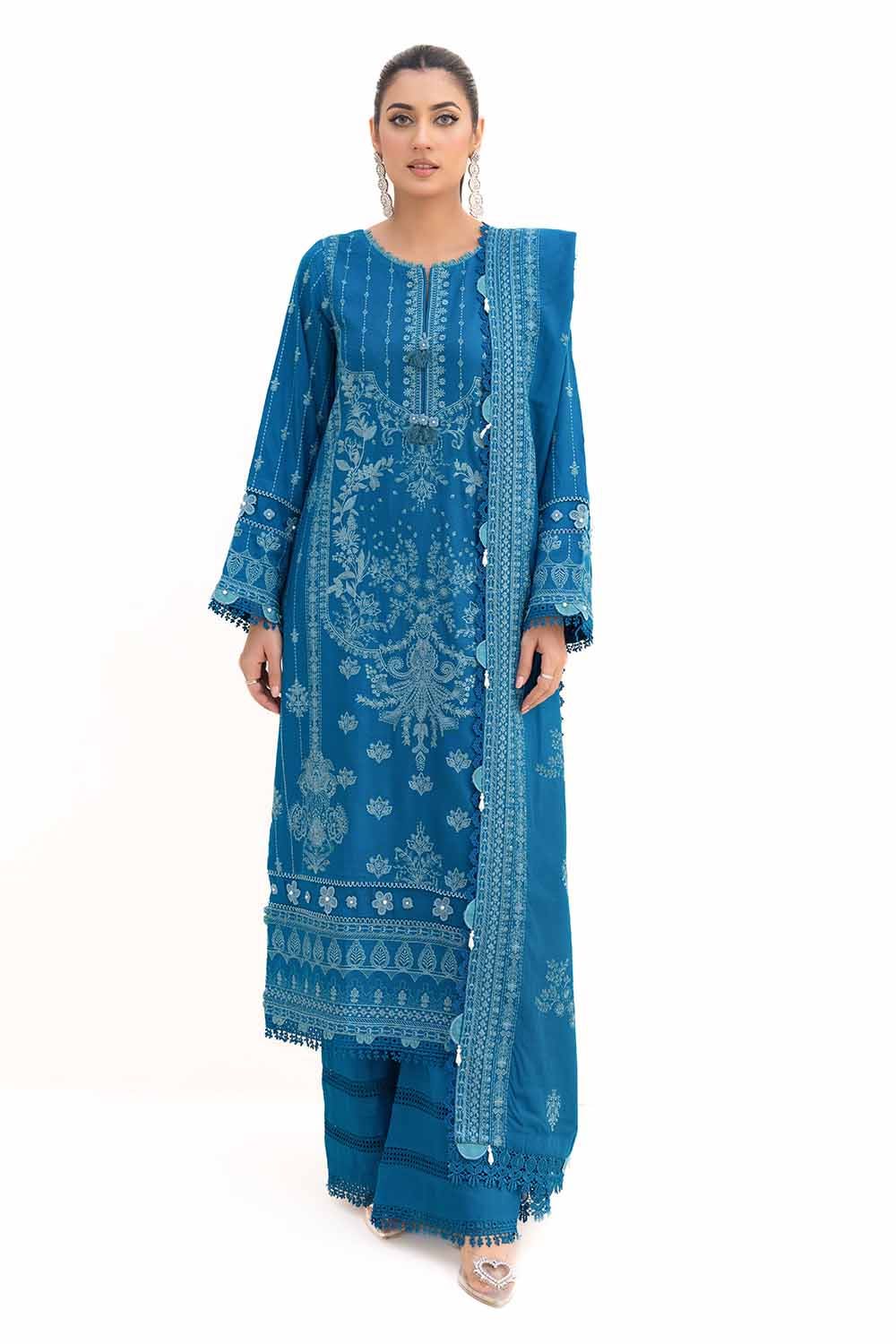 Acrylic Blue Unstitched Suit - Gul Ahmed