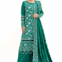 Embroidered Acrylic Green Unstitched Suit - Gul Ahmed