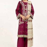 Embroidered Jacquard Maroon Unstitched Suit - Gul Ahmed