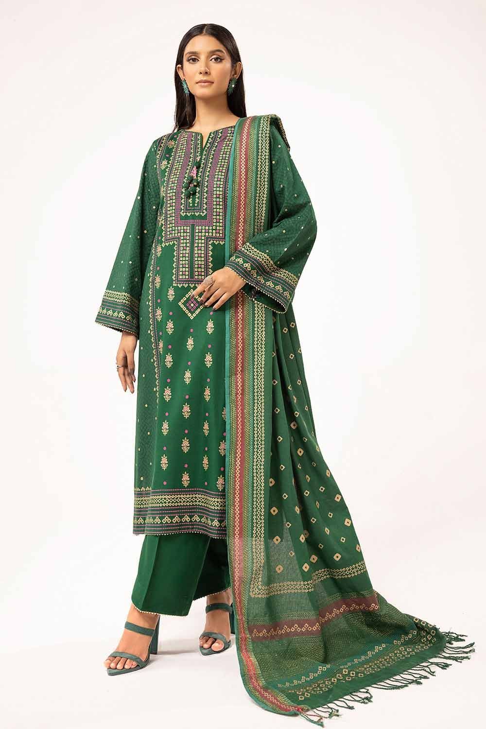 Printed Acrylic  Green Unstitched Suit - Gul Ahmed