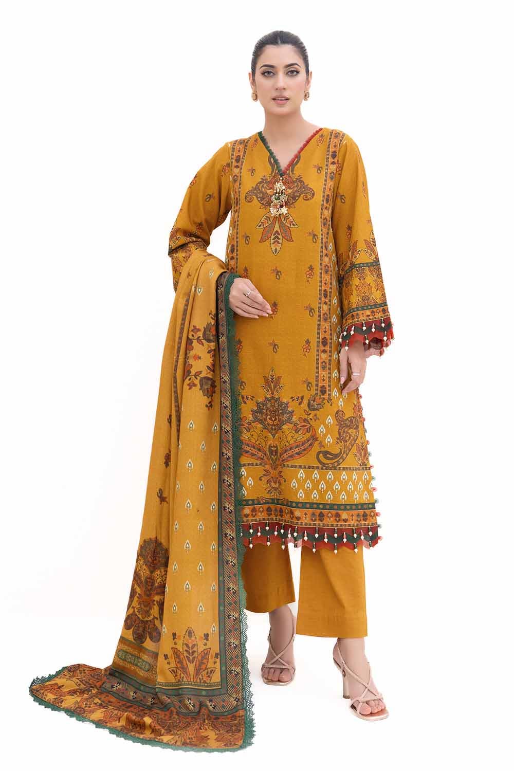 Khaddar Yellow Unstitched Suit - Gul Ahmed