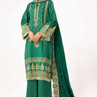 Printed Karandi Green Unstitched Suit - Gul Ahmed