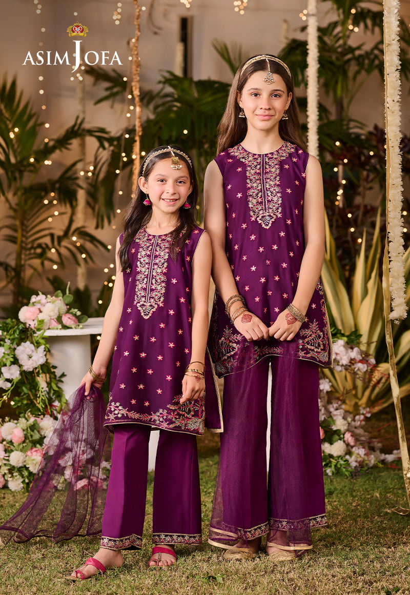 Poly Chiffon Purple Stitched Suit - Asim Jofa