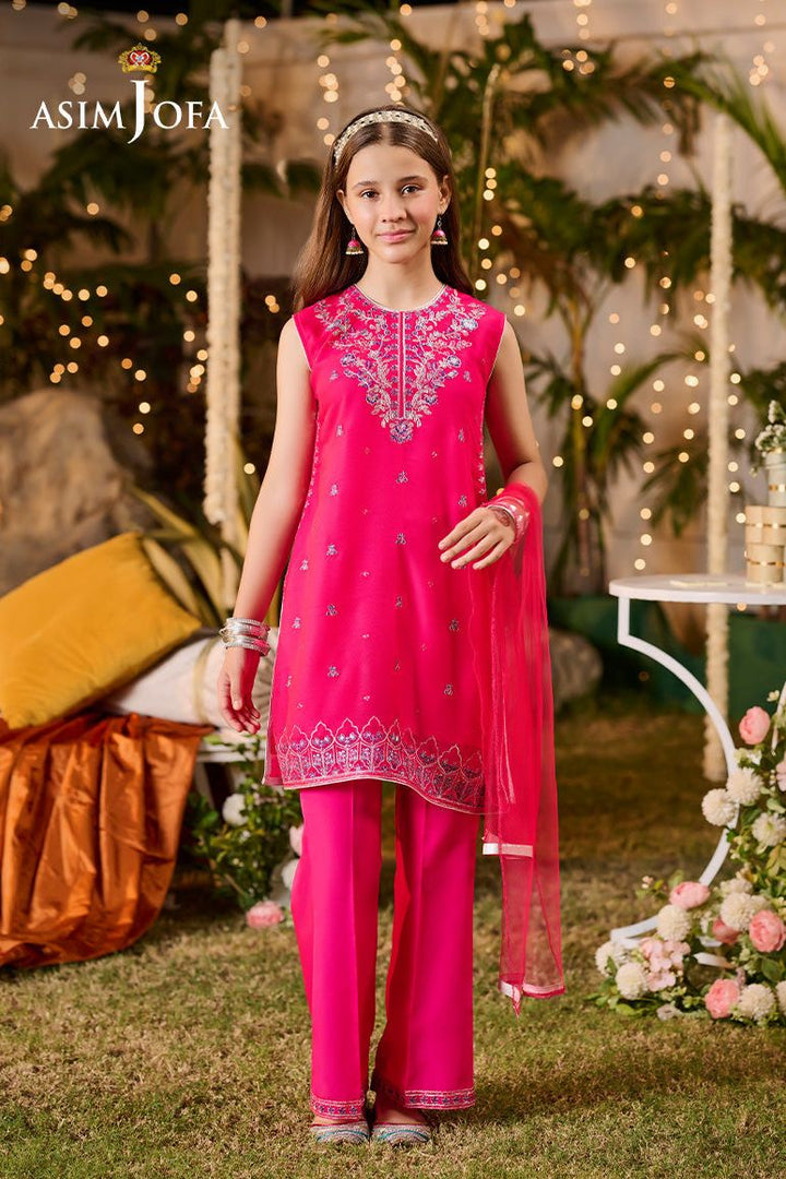 Poly Chiffon Pink Stitched Suit - Asim Jofa