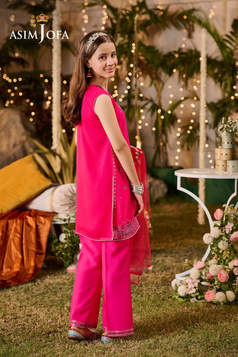 Poly Chiffon Pink Stitched Suit - Asim Jofa